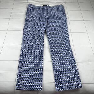 J. Crew Pants Womens 6 Blue Abstract Wave Campbell Ankle Classic Career Work